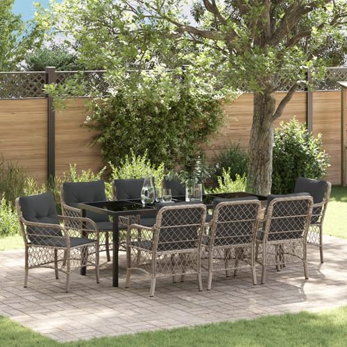 Qnhdfrt Gartenstühle Set Hellgrau 9-teilig Modernes Design Poly-Rattan Outdoor Möbel für Balkon Garten Terrasse von Qnhdfrt