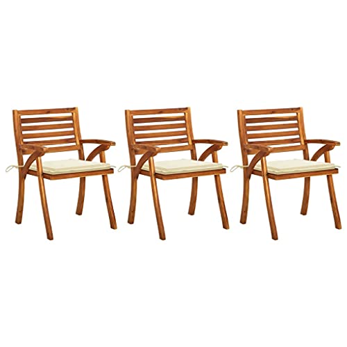 Qnhdfrt Gartenstühle Set mit Kissen 3 Stück Massivholz Akazie Cremeweiß Outdoor Essstühle für Garten Balkon Terrasse Qnhdfrt Gartenstühle Set mit Kissen 3 Stück Massivholz Akazie Cremeweiß Outdoor Essstühle für Garten Balkon Terrasse von Qnhdfrt