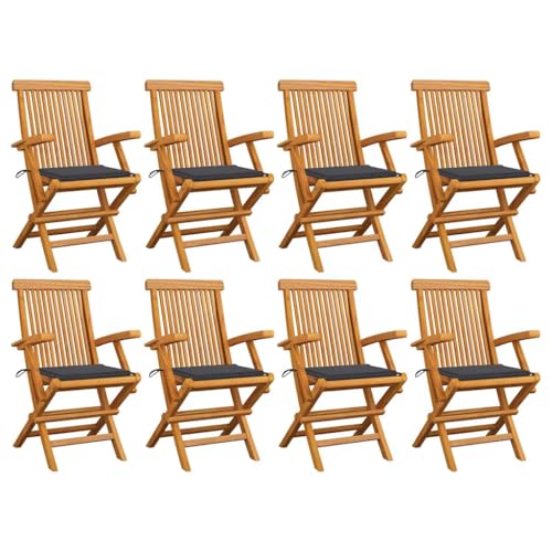 Qnhdfrt Gartenstühle mit Anthrazit Kissen 8 Stück Massivholz Teak Klappbar Leicht für Garten Terrasse Balkon Outdoor Möbel Robust Qnhdfrt Gartenstühle mit Anthrazit Kissen 8 Stück Massivholz Teak Klappbar Leicht für Garten Terrasse Balkon Outdoor Möbel Robust von Qnhdfrt