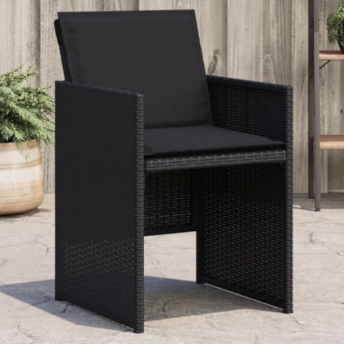 Qnhdfrt Gartenstühle mit Kissen 4 STK Schwarz PE Rattan Klappbare Outdoor Stühle Bequem für Garten Balkon Camping von Qnhdfrt