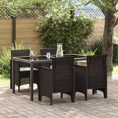 Qnhdfrt Gartenstühle mit Kissen 4er Set Braun Poly Rattan Outdoor Sitzgruppe für Garten und Terrasse von Qnhdfrt
