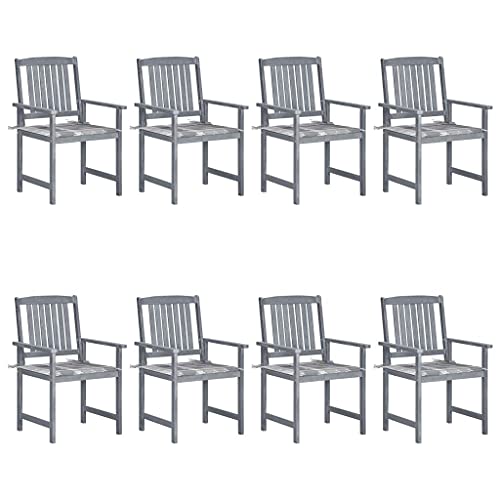 Qnhdfrt Gartenstühle mit Kissen 8 STK. Massivholz Akazie Grau Robuste Outdoor-Möbel für Garten Balkon und Camping von Qnhdfrt