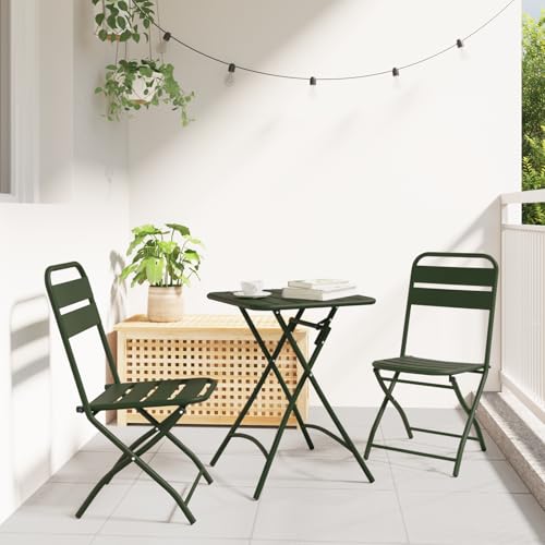 Qnhdfrt Gartenstuhl Campingstuhl Klappstuhl 2er Set Dunkelgrün faltbar Stahl für Garten Balkon Terrasse Outdoor-Möbel von Qnhdfrt