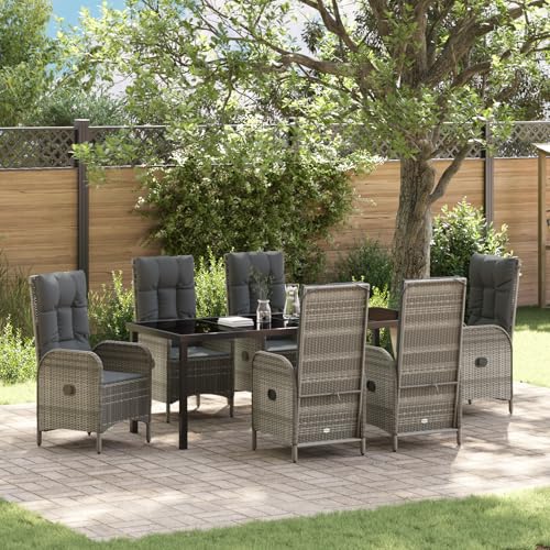 Qnhdfrt Gartenstuhl Outdoor Grau Modernes Design 2 Stühle Set mit Neigefunktion für Garten Terrasse Balkon Wetterfester Poly-Rattan Ergonomischer Komfort von Qnhdfrt