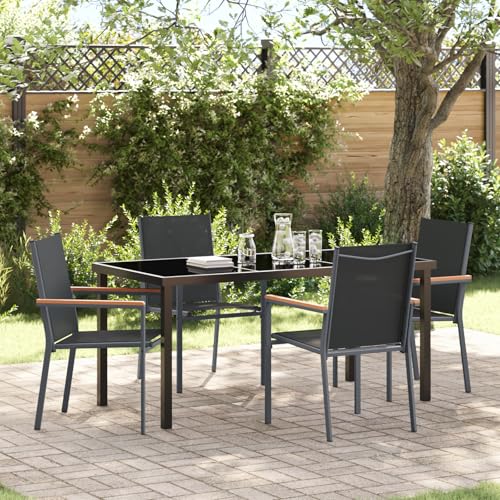 Qnhdfrt Gartenstuhl Outdoor Stuhl Schwarz Textilene Pulverbeschichteter Stahl 3er Set Modern Robust für Garten Terrasse Balkon mit Rückenlehne und Armlehnen Qnhdfrt Gartenstuhl Outdoor Stuhl Schwarz Textilene Pulverbeschichteter Stahl 3er Set Modern Robust für Garten Terrasse Balkon mit Rückenlehne und Armlehnen von Qnhdfrt