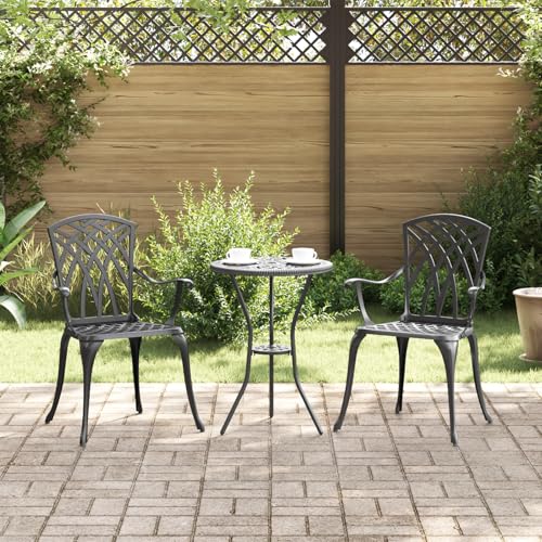 Qnhdfrt Gartenstuhl Schwarz Aluminium 2er-Set Modern Robust mit Sitzkissen für Garten Balkon Terrasse Outdoor Möbel von Qnhdfrt