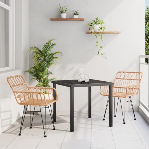 Qnhdfrt Gartenstuhl Set 3-teilig Beige Rechteckig Outdoor Möbel für Garten Balkon Terrasse mit Synthetischem Poly-Rattan und Stahlrahmen, UV-beständig und komfortabel mit flachen Armlehnen Qnhdfrt Gartenstuhl Set 3-teilig Beige Rechteckig Outdoor Möbel für Garten Balkon Terrasse mit Synthetischem Poly-Rattan und Stahlrahmen, UV-beständig und komfortabel mit flachen Armlehnen von Qnhdfrt