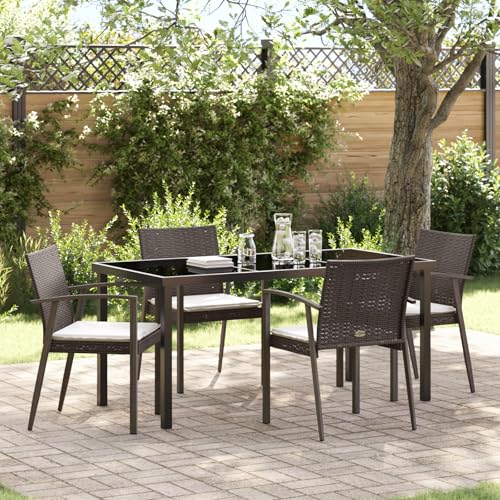 Qnhdfrt Gartenstuhl Set 3er Braun PE Rattan Rechteckig Modern Robust mit Polster für Balkon Terrasse Garten Outdoor Möbel von Qnhdfrt