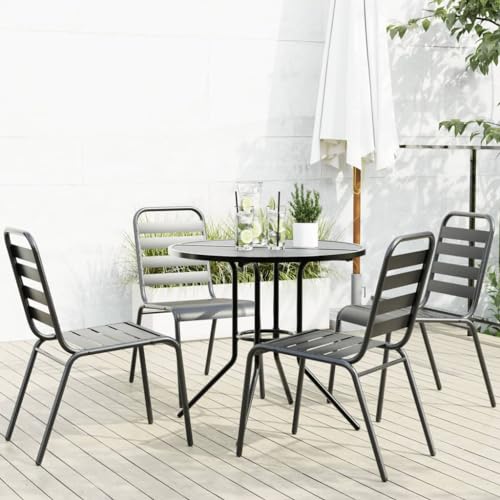 Qnhdfrt Gartenstuhl Set 5 TLG Anthrazit Stapelbar Pulverbeschichteter Stahl Outdoor Möbel für Balkon Garten und Terrasse von Qnhdfrt