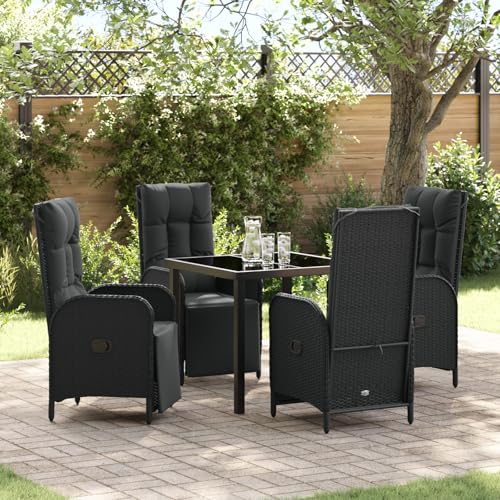 Qnhdfrt Gartenstuhl Set 5-TLG. Schwarz Poly Rattan mit Kissen – Outdoor Lounge Möbel für Garten Terrasse Balkon – Modern Bequem Wetterfest Qnhdfrt Gartenstuhl Set 5-TLG. Schwarz Poly Rattan mit Kissen – Outdoor Lounge Möbel für Garten Terrasse Balkon – Modern Bequem Wetterfest von Qnhdfrt