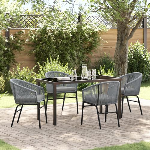 Qnhdfrt Gartenstuhl Set 5-teilig Anthrazit Rund Poly-Rattan Outdoor Möbel für Balkon Terrasse Garten mit wetterfester Ausführung von Qnhdfrt