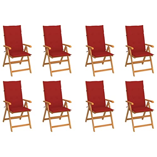 Qnhdfrt Gartenstuhl Set 8 klappbare Teakholz Sessel mit rotem Kissen 57x71x100 cm 7-Fach verstellbare Rückenlehne platzsparend faltbar für Balkon Terrasse Camping Qnhdfrt Gartenstuhl Set 8 klappbare Teakholz Sessel mit rotem Kissen 57x71x100 cm 7-Fach verstellbare Rückenlehne platzsparend faltbar für Balkon Terrasse Camping von Qnhdfrt