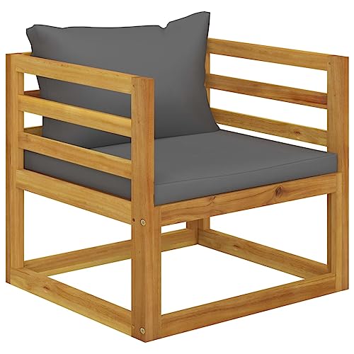 Qnhdfrt Gartenstuhl aus massivem Akazienholz mit dunkelgrauen Polstern, witterungsbeständig und langlebig für Terrasse, Balkon und Garten von Qnhdfrt
