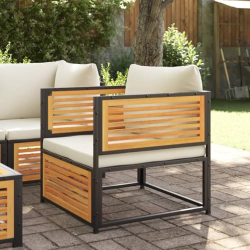 Qnhdfrt Gartenstuhl aus massiver Akazie mit Kissen, Outdoor Sofa Lounge Set für Garten, Terrasse und Balkon, Robustes Design & Wetterbeständig von Qnhdfrt