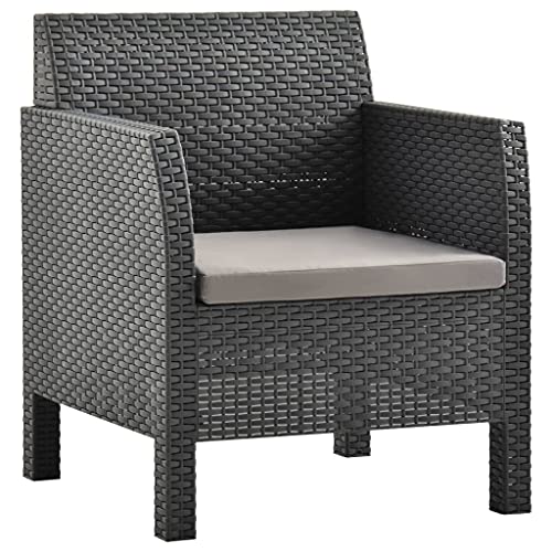 Qnhdfrt Gartenstuhl mit Kissen Anthrazit PP Rattan Optik Ergonomischer Leichter Outdoor Sessel für Garten Balkon Terrasse von Qnhdfrt