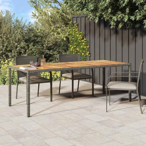 Qnhdfrt Gartentisch 250x100x75 cm Grau Poly Rattan Akazienholz Modernes Design Robuste Outdoor Küche Esstisch für Terrasse Balkon und Camping Qnhdfrt Gartentisch 250x100x75 cm Grau Poly Rattan Akazienholz Modernes Design Robuste Outdoor Küche Esstisch für Terrasse Balkon und Camping von Qnhdfrt