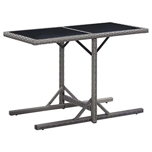 Qnhdfrt Gartentisch Anthrazit 110x53x72 cm aus Poly Rattan und Glas - Wetterfester Outdoor Tisch für Garten Terrasse Balkon mit Stahlgestell von Qnhdfrt