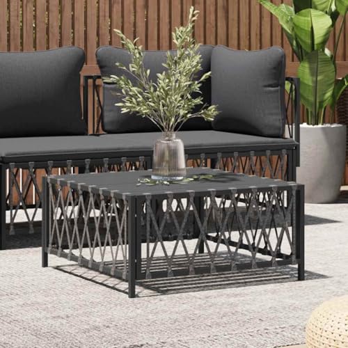 Qnhdfrt Gartentisch Anthrazit 70x70x34 cm aus langlebigem Gewebe und pulverbeschichtetem Stahl für Garten, Balkon und Terrasse von Qnhdfrt
