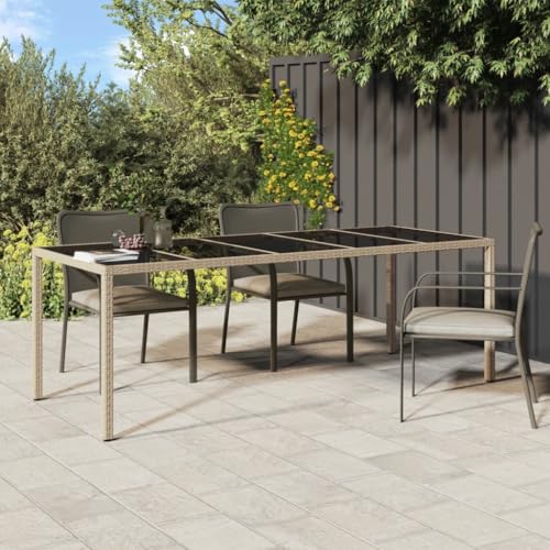 Qnhdfrt Gartentisch Beige 250x100x75 cm Hartglas Poly Rattan mit Stahlrahmen für Garten Terrasse Balkon Outdoor Bereich leicht und robust Qnhdfrt Gartentisch Beige 250x100x75 cm Hartglas Poly Rattan mit Stahlrahmen für Garten Terrasse Balkon Outdoor Bereich leicht und robust von Qnhdfrt