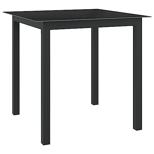 Qnhdfrt Gartentisch Schwarz 80x80x74 cm Aluminium und Glas für Balkon Terrasse von Qnhdfrt