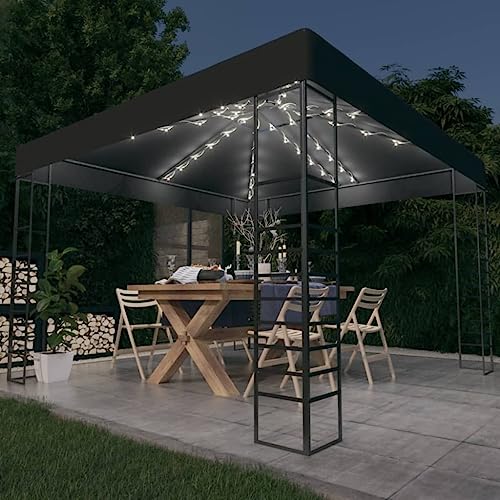 Qnhdfrt Gartenzelt mit LED-Lichterkette 3x3 m Anthrazit Robuster Pavillon aus Stahl mit wasserdichtem Polyesterdach für Outdoor Veranstaltungen Gartenpartys und Grillfeste Qnhdfrt Gartenzelt mit LED-Lichterkette 3x3 m Anthrazit Robuster Pavillon aus Stahl mit wasserdichtem Polyesterdach für Outdoor Veranstaltungen Gartenpartys und Grillfeste von Qnhdfrt