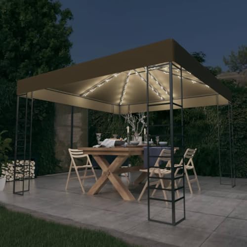 Qnhdfrt Gartenzelt mit LED-Lichterkette 3x3 m Taupe Robuster Pavillon aus Stahl mit wasserdichtem Polyesterdach für Garten Party Camping und Outdoor Events Qnhdfrt Gartenzelt mit LED-Lichterkette 3x3 m Taupe Robuster Pavillon aus Stahl mit wasserdichtem Polyesterdach für Garten Party Camping und Outdoor Events von Qnhdfrt