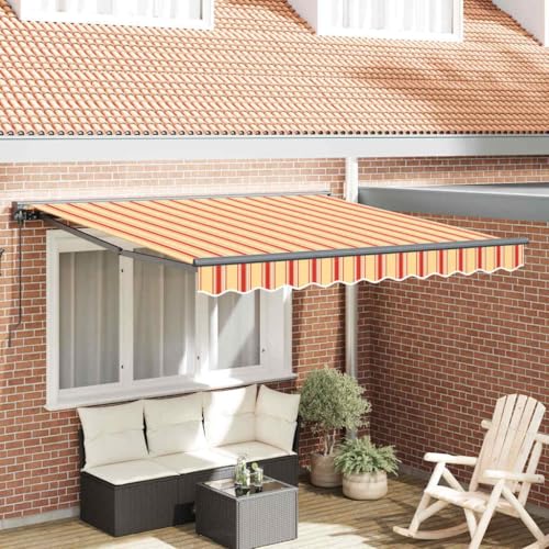 Qnhdfrt Gelb Orange Markise 350x250 cm einziehbarer Sonnenschutz Robustes Material für Outdoor-Nutzung Winkel 10° verstellbar für Balkon Terrasse Garten von Qnhdfrt