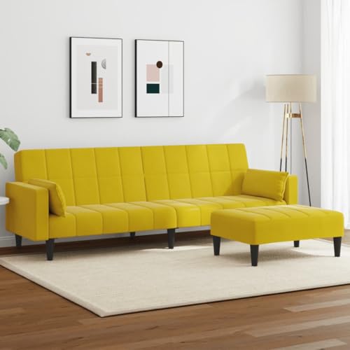 Qnhdfrt Gelb Samt Schlafsofa 2-Sitzer mit Fußhocker, Ausziehbares Gästebett 220 cm für Kleine Räume, Robustes Sofa mit Umklappbarer Rückenlehne für Wohnzimmer und Büro Qnhdfrt Gelb Samt Schlafsofa 2-Sitzer mit Fußhocker, Ausziehbares Gästebett 220 cm für Kleine Räume, Robustes Sofa mit Umklappbarer Rückenlehne für Wohnzimmer und Büro von Qnhdfrt