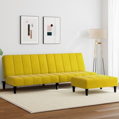 Qnhdfrt Gelb Samt Schlafsofa 2-Sitzer mit Fußhocker - Ausziehbares Gästebett und Bequeme Couch für kleine Räume wie Wohnzimmer und Büros Qnhdfrt Gelb Samt Schlafsofa 2-Sitzer mit Fußhocker - Ausziehbares Gästebett und Bequeme Couch für kleine Räume wie Wohnzimmer und Büros von Qnhdfrt