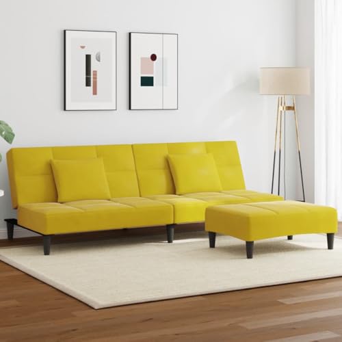 Qnhdfrt Gelb Samt Schlafsofa 2-Sitzer mit Fußhocker – Ausziehbares Sofa Bett Komfortabel für Wohnzimmer Kleine Räume Gästebett Qnhdfrt Gelb Samt Schlafsofa 2-Sitzer mit Fußhocker – Ausziehbares Sofa Bett Komfortabel für Wohnzimmer Kleine Räume Gästebett von Qnhdfrt