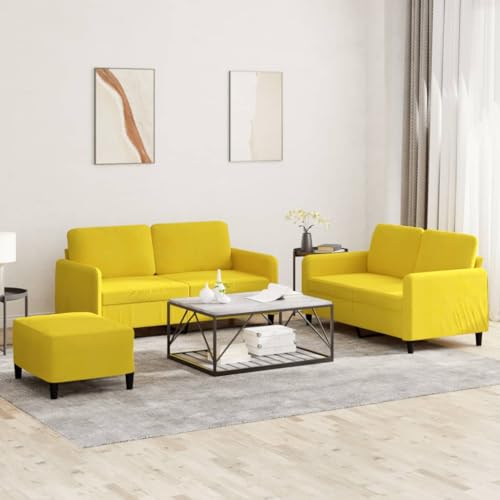 Qnhdfrt Gelb Samt Sofagarnitur 3-tlg mit Hocker und Kissen – Zweisitzer Sofa Couch Sessel für Wohnzimmer Lounge – Weicher Samtstoff, Robustes Metall-Sperrholz-Gestell, Bequemes Design für kleine Räume Qnhdfrt Gelb Samt Sofagarnitur 3-tlg mit Hocker und Kissen – Zweisitzer Sofa Couch Sessel für Wohnzimmer Lounge – Weicher Samtstoff, Robustes Metall-Sperrholz-Gestell, Bequemes Design für kleine Räume von Qnhdfrt