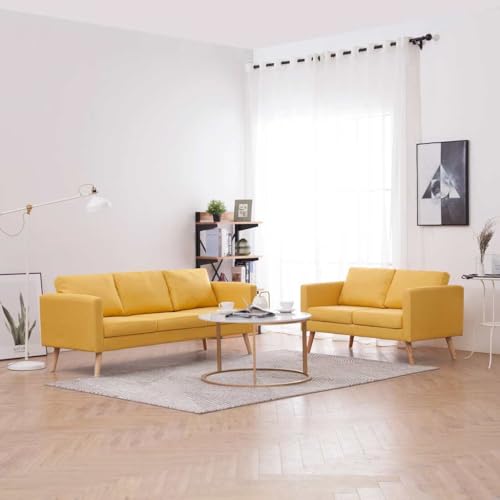 Qnhdfrt Gelbe 2-TLG. Sofagarnitur aus Stoff - Bequeme Sofa Couch Set mit Holzrahmen für Wohnzimmer oder Büro, Inklusive 5 Rückenkissen und 5 Sitzkissen, Modernes Design Qnhdfrt Gelbe 2-TLG. Sofagarnitur aus Stoff - Bequeme Sofa Couch Set mit Holzrahmen für Wohnzimmer oder Büro, Inklusive 5 Rückenkissen und 5 Sitzkissen, Modernes Design von Qnhdfrt
