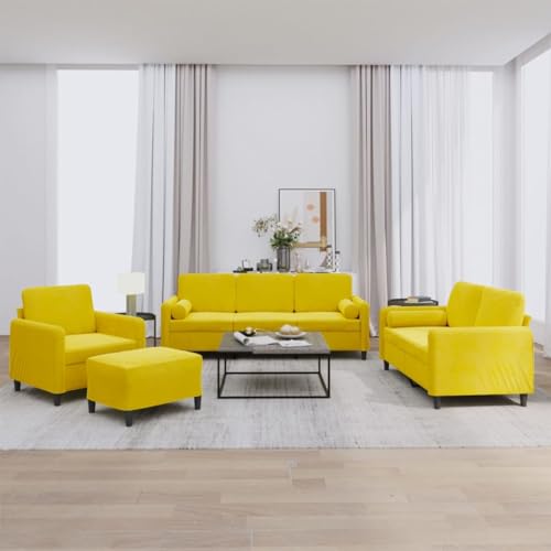 Qnhdfrt Gelbe Samt Sofagarnitur 4-TLG mit Kissen Sessel 2-Sitzer 3-Sitzer Sofa Couch und Hocker für Wohnzimmer Balkon Qnhdfrt Gelbe Samt Sofagarnitur 4-TLG mit Kissen Sessel 2-Sitzer 3-Sitzer Sofa Couch und Hocker für Wohnzimmer Balkon von Qnhdfrt