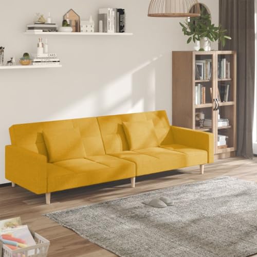 Qnhdfrt Gelbes Schlafsofa 2-Sitzer Aus Stoff Mit 2 Kissen, Konvertierbar Zu Bett, Stabiler Holzrahmen, Für Wohnzimmer, Büro Und Kleine Räume Qnhdfrt Gelbes Schlafsofa 2-Sitzer Aus Stoff Mit 2 Kissen, Konvertierbar Zu Bett, Stabiler Holzrahmen, Für Wohnzimmer, Büro Und Kleine Räume von Qnhdfrt