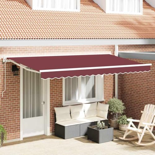 Qnhdfrt Gelenkarmmarkise 400×200 cm Burgunderrot einziehbar mit Fernbedienung Robustes Material für Outdoor-Nutzung Modernes Design für Balkon Terrasse Garten von Qnhdfrt