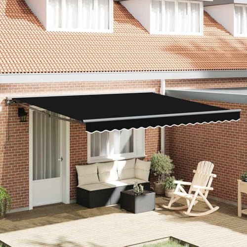 Qnhdfrt Gelenkarmmarkise Schwarz 400x300 cm aus robustem Markisenstoff mit 10° verstellbarem Neigungswinkel einziehbar manuelle Wandmontage für Balkon Terrasse und Garten Qnhdfrt Gelenkarmmarkise Schwarz 400x300 cm aus robustem Markisenstoff mit 10° verstellbarem Neigungswinkel einziehbar manuelle Wandmontage für Balkon Terrasse und Garten von Qnhdfrt