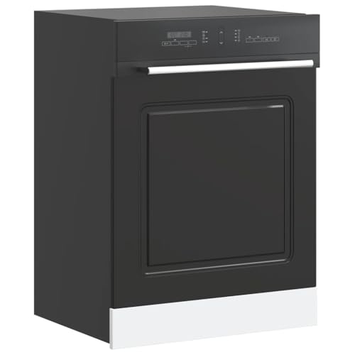 Qnhdfrt Geschirrspülerblende Kalmar Schwarz 60x1.5x67 cm Holzwerkstoff Front für Küchenschrank - Robust und Langlebig mit Zeitlosem Design in Küchen von Qnhdfrt