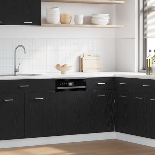 Qnhdfrt Geschirrspülerblende Lyon Schwarz Eichen-Optik 45x1,5x67 cm Küchenschrank Modernes Design Robust und Langlebig zum Schutz Ihrer Spülmaschine für die Küche von Qnhdfrt