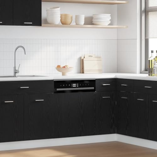 Qnhdfrt Geschirrspülerblende Lyon Schwarz Eichen-Optik Holzwerkstoff 60x1,5x67 cm Wandschrank für Küche Schutz und modernes Design von Qnhdfrt
