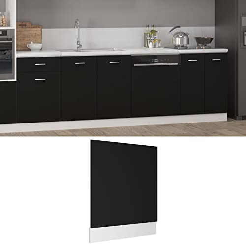 Qnhdfrt Geschirrspülerblende Lyon Schwarz Holzwerkstoff 59,5x3x67 cm für Einbau in Küchenschränke – Robustes Design und einfache Integration in Küchenmöbel von Qnhdfrt