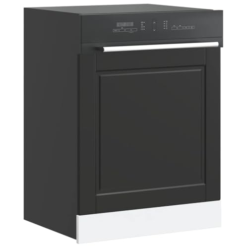 Qnhdfrt Geschirrspülerblende Porto Schwarz Holzwerkstoff 60x1,5x67 cm Front für Spülmaschine Küchenschrank von Qnhdfrt
