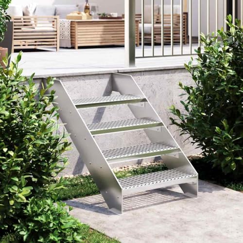 Qnhdfrt Gitterroststufe 60x24x7 cm Verzinkter Stahl mit Anti-Rutsch-Oberfläche für Treppenstufen Innen und Außen Robust & Wetterfest von Qnhdfrt