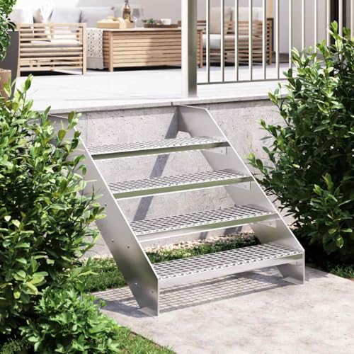 Qnhdfrt Gitterroststufe 80x24x7 cm Verzinkter Stahl mit Anti-Rutsch Design Robust & Wetterfest für Treppen innen und außen von Qnhdfrt