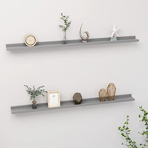 Qnhdfrt Grau MDF Wandregal Schweberegal 2 Stück 115x9x3 cm Dekoratives Regal für Bücher Pflanzen Deko Wohnzimmer Bad Küche von Qnhdfrt