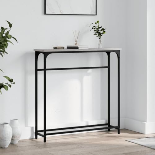 Qnhdfrt Grau Sonoma Beistelltisch 75x19,5x75 cm aus Holzwerkstoff und Metall mit verstellbaren Beinen für Flur Wohnzimmer Eingangsbereich Qnhdfrt Grau Sonoma Beistelltisch 75x19,5x75 cm aus Holzwerkstoff und Metall mit verstellbaren Beinen für Flur Wohnzimmer Eingangsbereich von Qnhdfrt