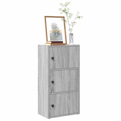 Qnhdfrt Grau Sonoma Bücherregal mit Tür aus Holzwerkstoff Schmal 40x24x77 cm Robustes Regal für Aufbewahrung in Wohnzimmer Büro von Qnhdfrt