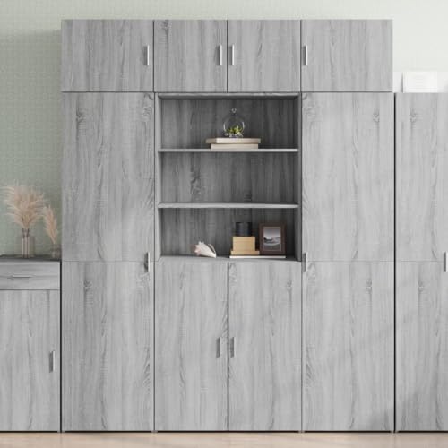 Qnhdfrt Grau Sonoma Highboard Sideboard Schrank 80x42,5x185 cm Holzwerkstoff Stilvoll Langlebig mit Stauraum für Wohnzimmer Flur Schlafzimmer von Qnhdfrt