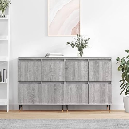 Qnhdfrt Grau Sonoma Sideboard 2er Set Schrank Möbel aus Holzwerkstoff Metall Breit 120x35x70 cm Zeitloses Design für Wohnzimmer Küche Flur Qnhdfrt Grau Sonoma Sideboard 2er Set Schrank Möbel aus Holzwerkstoff Metall Breit 120x35x70 cm Zeitloses Design für Wohnzimmer Küche Flur von Qnhdfrt