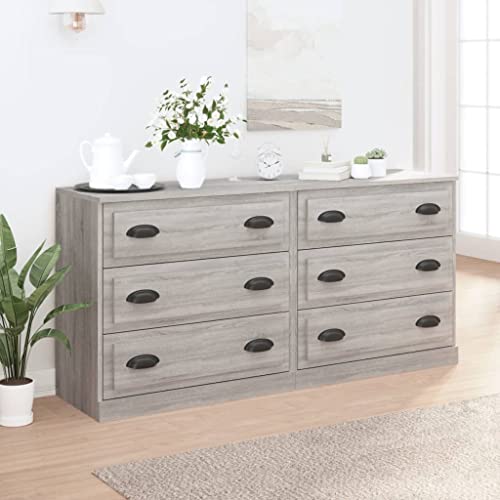 Qnhdfrt Grau Sonoma Sideboard Schrank aus Holzwerkstoff 2 Stück 70x35,5x67,5 cm Zeitloses Design Viel Stauraum für Wohnzimmer Flur Küche von Qnhdfrt