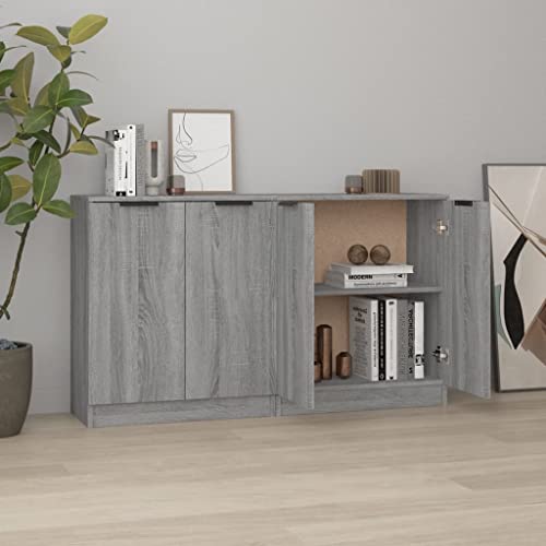 Qnhdfrt Grau Sonoma Sideboards 2 STK. Holzwerkstoff 60x30x70 cm mit minimalistischer Optik reichlich Stauraum und robuster Oberfläche für Wohnzimmer Flur oder Küche von Qnhdfrt